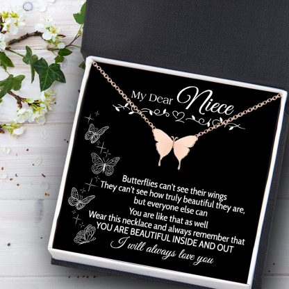 Mother's Day Gift Butterfly Necklace - Family - To My Niece - You Are Beautiful Inside And Out-Engravingift