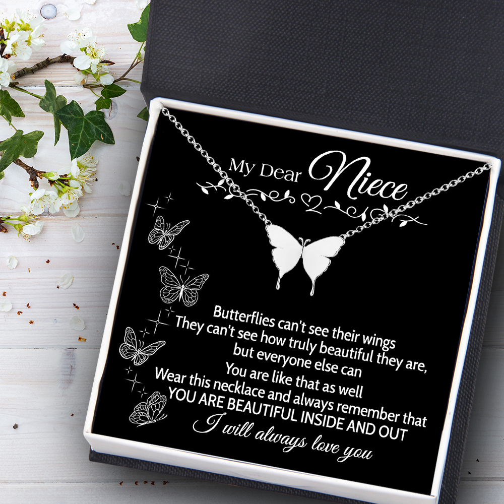 Mother's Day Gift Butterfly Necklace - Family - To My Niece - You Are Beautiful Inside And Out-Engravingift