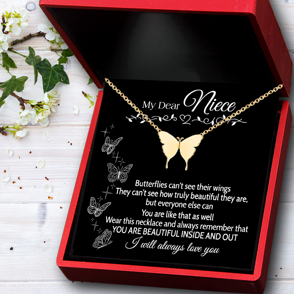 Mother's Day Gift Butterfly Necklace - Family - To My Niece - You Are Beautiful Inside And Out-Engravingift