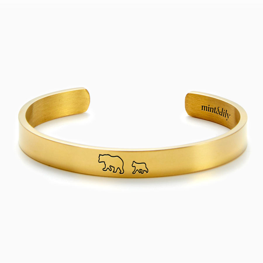 Mother's Day Gift Mama Bear & Her Baby Bears Engraved Personalizable Cuff Bracelet-Engravingift