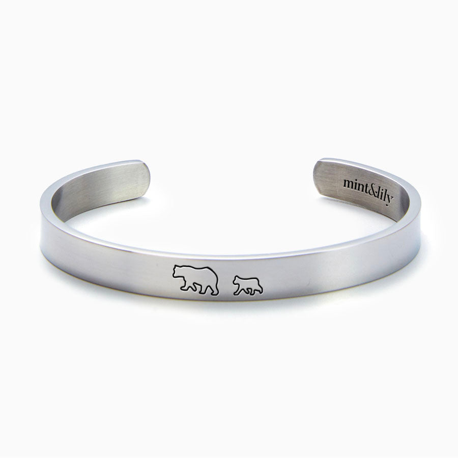 Mother's Day Gift Mama Bear & Her Baby Bears Engraved Personalizable Cuff Bracelet-Engravingift
