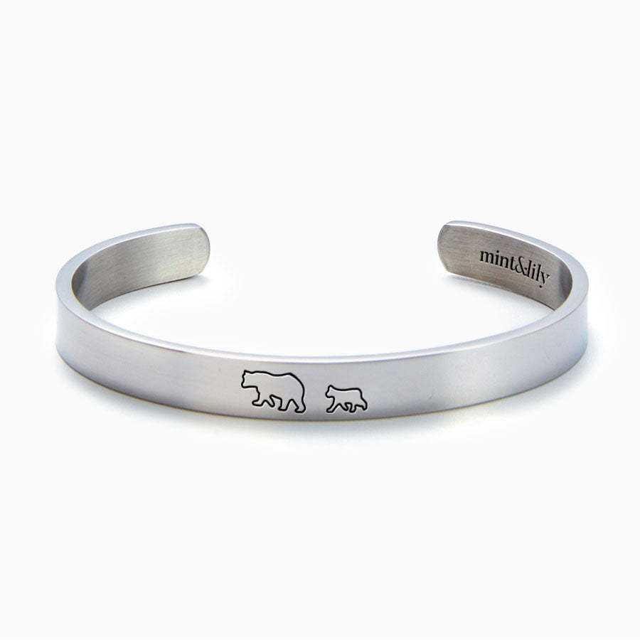 Mother's Day Gift Mama Bear & Her Baby Bears Engraved Personalizable Cuff Bracelet-Engravingift