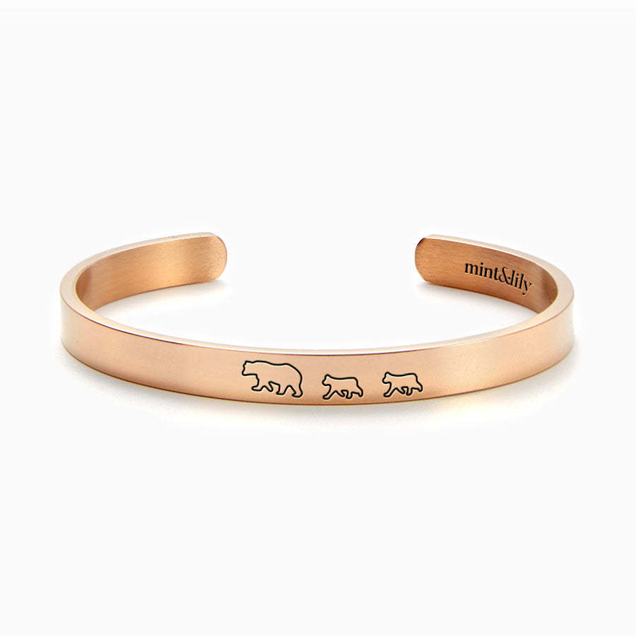 Mother's Day Gift Mama Bear & Her Baby Bears Engraved Personalizable Cuff Bracelet-Engravingift