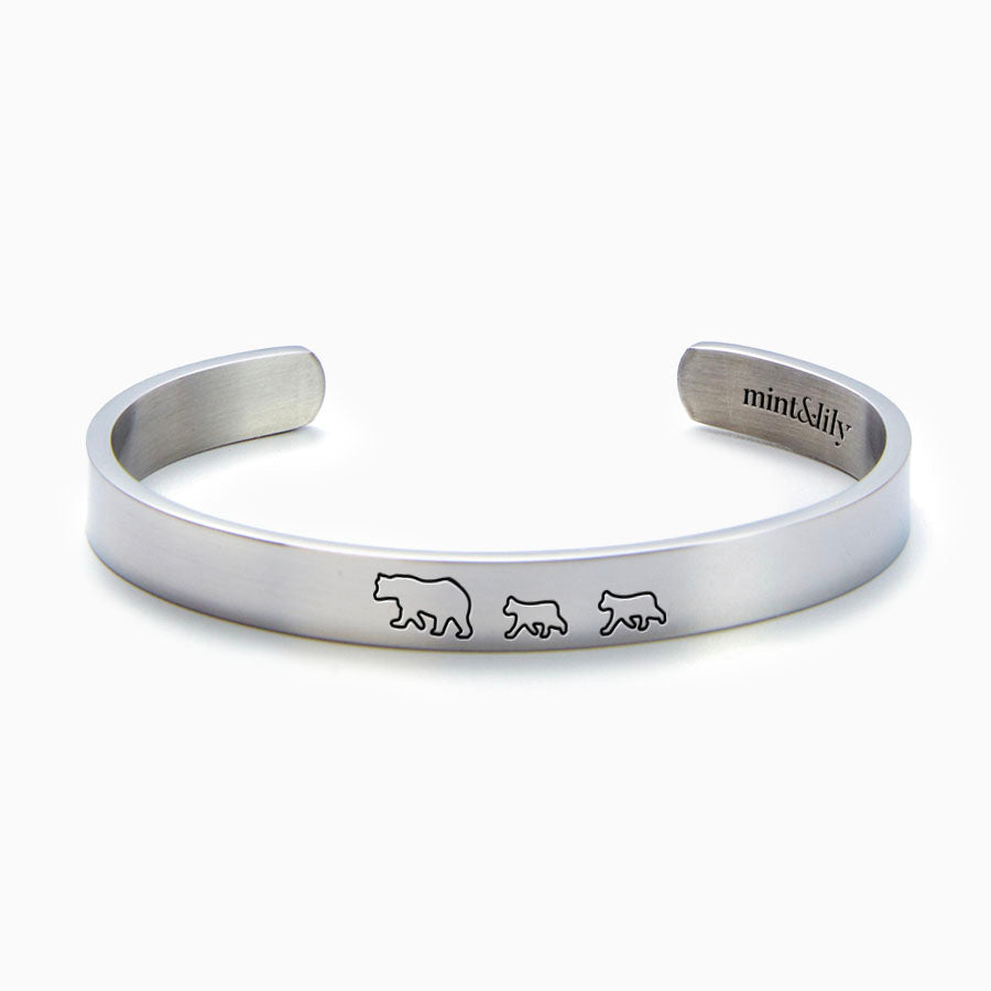 Mother's Day Gift Mama Bear & Her Baby Bears Engraved Personalizable Cuff Bracelet-Engravingift