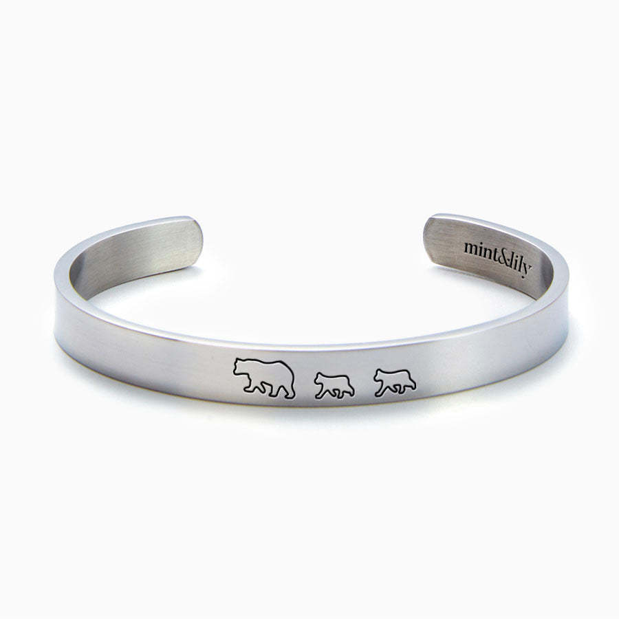 Mother's Day Gift Mama Bear & Her Baby Bears Engraved Personalizable Cuff Bracelet-Engravingift