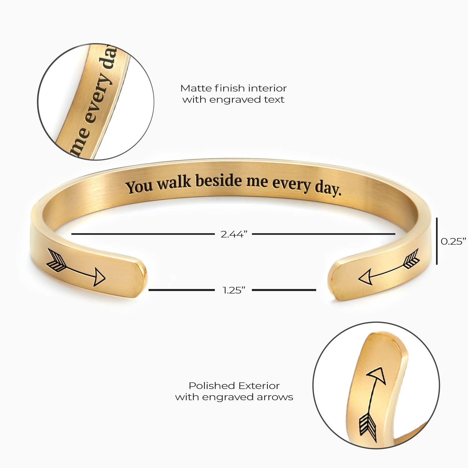 Father's Day Gift You Walk Beside Me Every Day Personalizable Cuff Bracelet-Engravingift