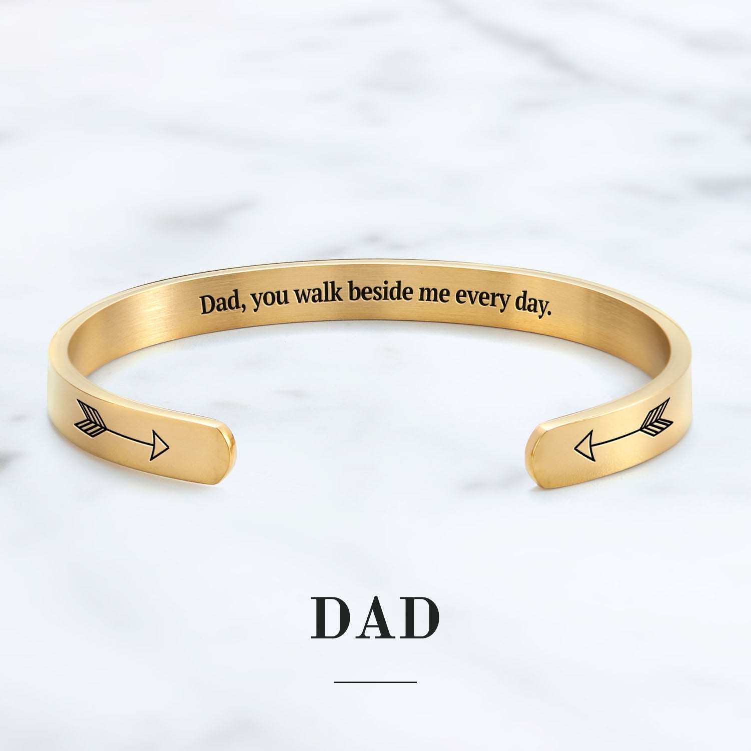 Father's Day Gift You Walk Beside Me Every Day Personalizable Cuff Bracelet-Engravingift