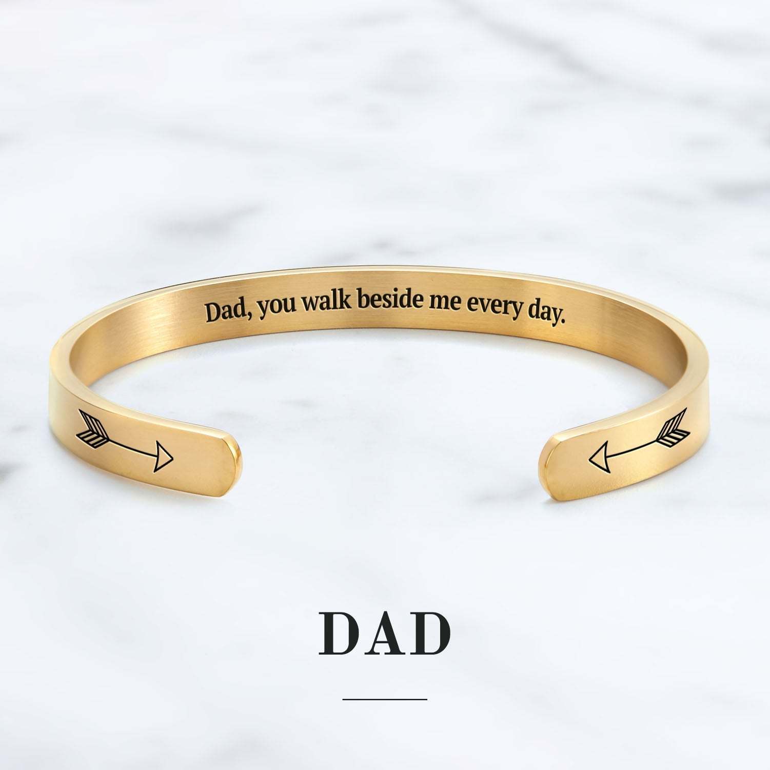 Father's Day Gift You Walk Beside Me Every Day Personalizable Cuff Bracelet-Engravingift