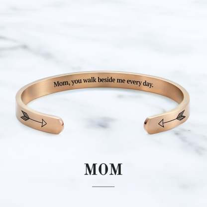 Father's Day Gift You Walk Beside Me Every Day Personalizable Cuff Bracelet-Engravingift