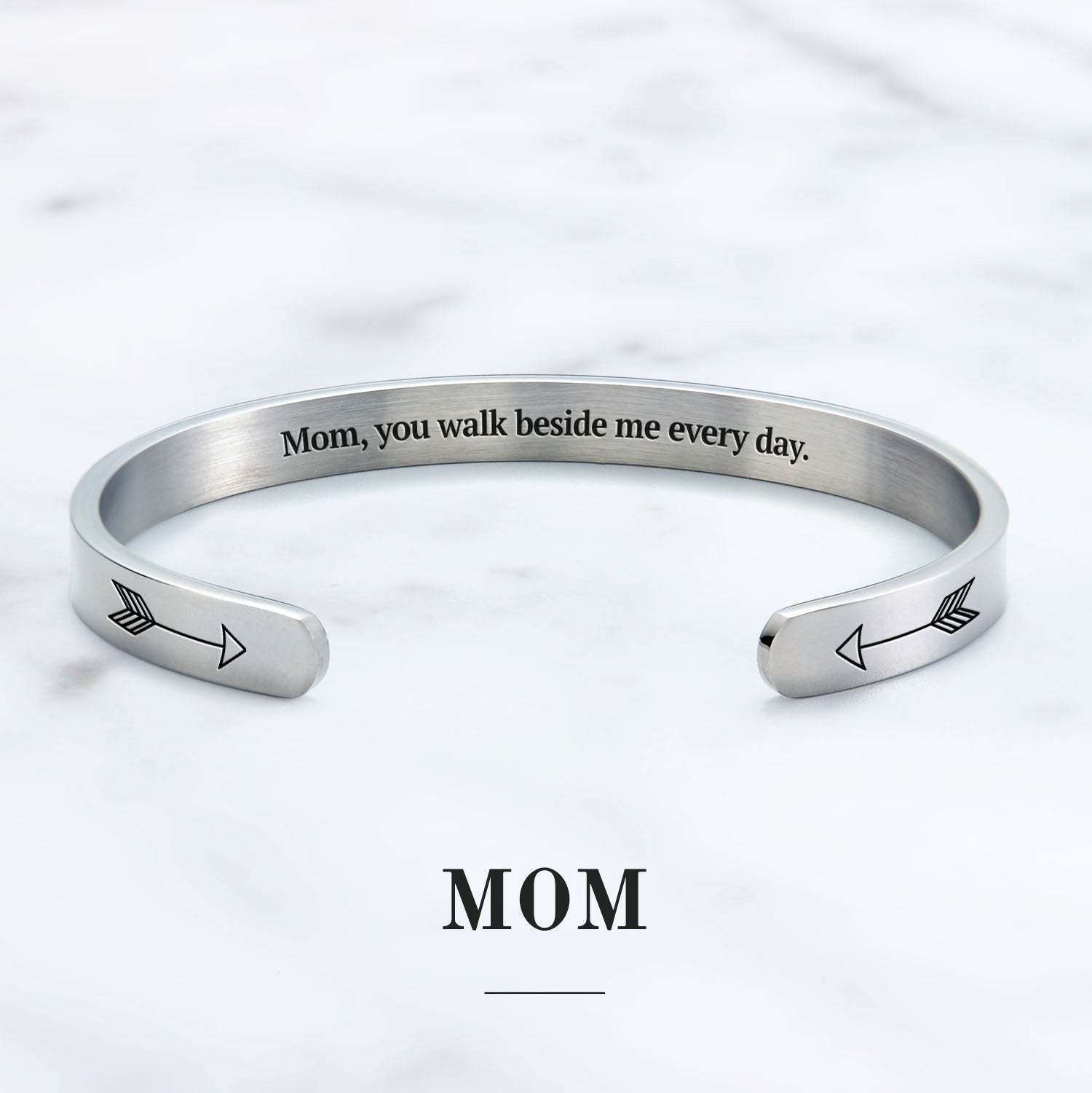 Father's Day Gift You Walk Beside Me Every Day Personalizable Cuff Bracelet-Engravingift