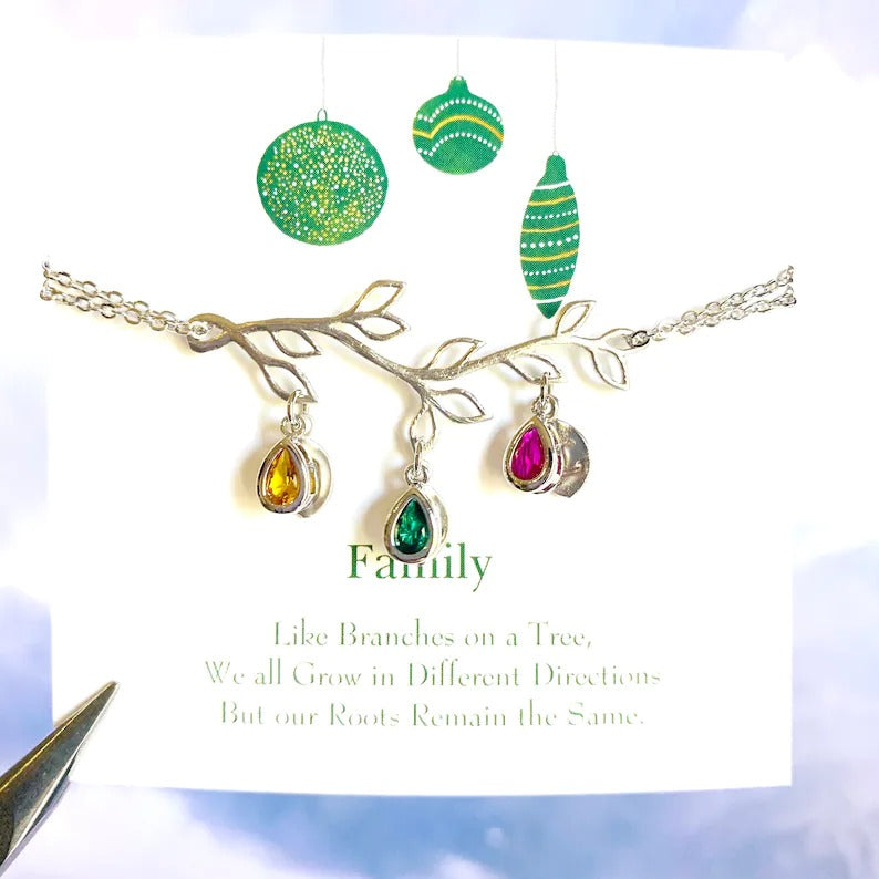 Mother's Day Gift Boho Leaf Birthstone Charm Bracelet-Engravingift