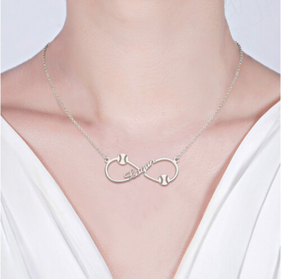 Christmas Gift Customized Infinity Baseball Name Necklace