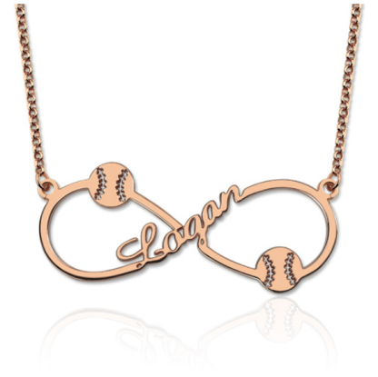 Christmas Gift Customized Infinity Baseball Name Necklace