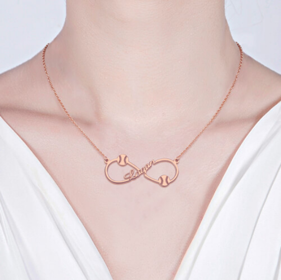Christmas Gift Customized Infinity Baseball Name Necklace