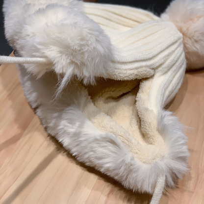 Cute Reindeer Pom Pom Winter Knit Hat - Kirakira World - grungestyle - kawaii fashion -kawaii store-kawaii aesthetic - kawaiistyle