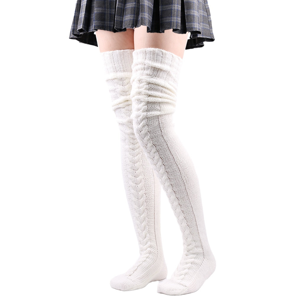 Wool Thigh High Winter Socks