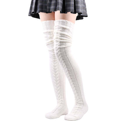 Wool Thigh High Winter Socks
