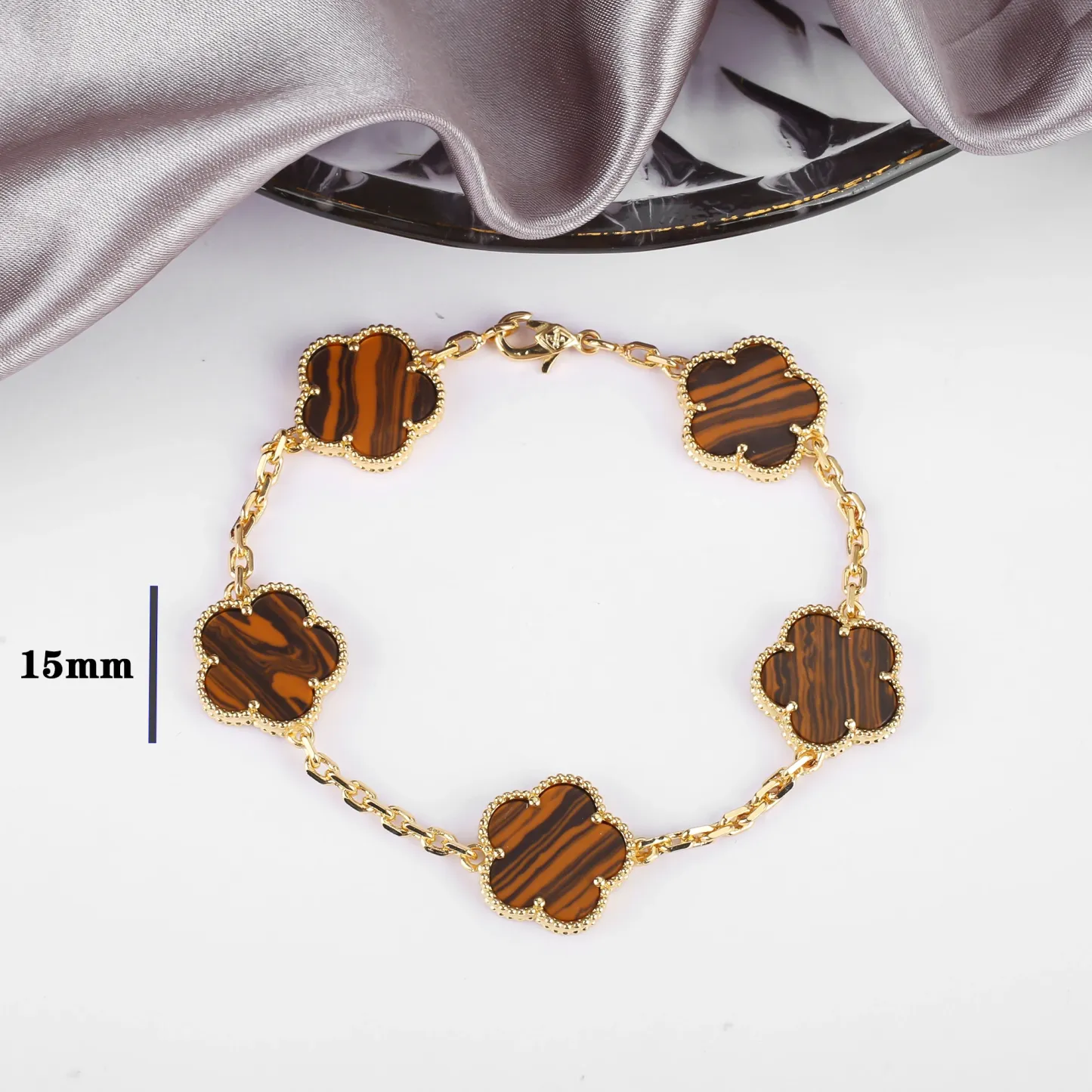 Four Leaf Clover Jewelry Set for Women, Natural Stone Pendant Necklace and Bracelet, Lucky Charm Gift