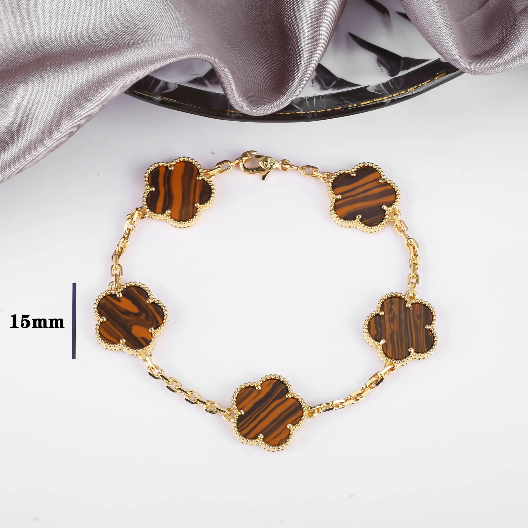 Four Leaf Clover Jewelry Set for Women, Natural Stone Pendant Necklace and Bracelet, Lucky Charm Gift