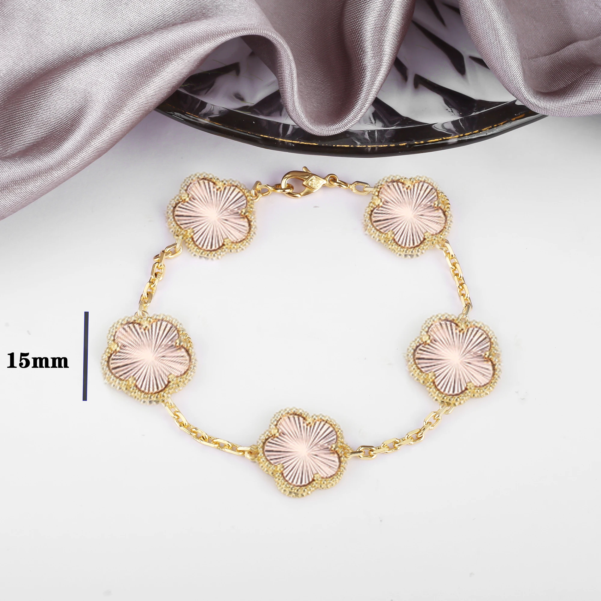 Four Leaf Clover Jewelry Set for Women, Natural Stone Pendant Necklace and Bracelet, Lucky Charm Gift