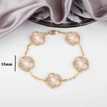 Four Leaf Clover Jewelry Set for Women, Natural Stone Pendant Necklace and Bracelet, Lucky Charm Gift