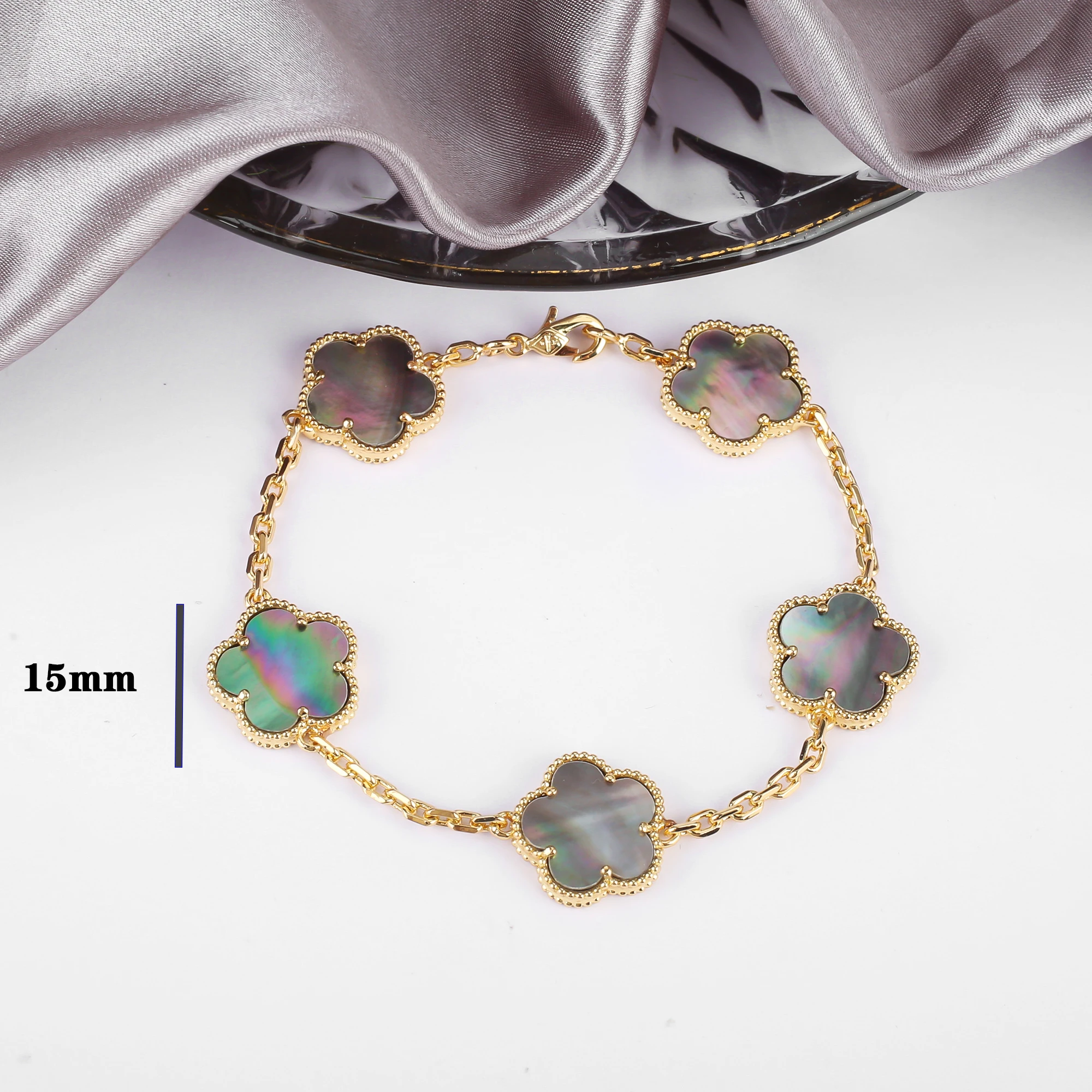 Four Leaf Clover Jewelry Set for Women, Natural Stone Pendant Necklace and Bracelet, Lucky Charm Gift