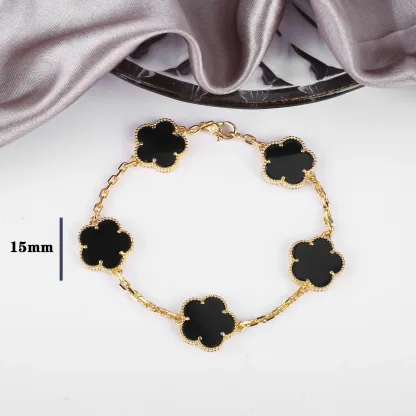 Four Leaf Clover Jewelry Set for Women, Natural Stone Pendant Necklace and Bracelet, Lucky Charm Gift
