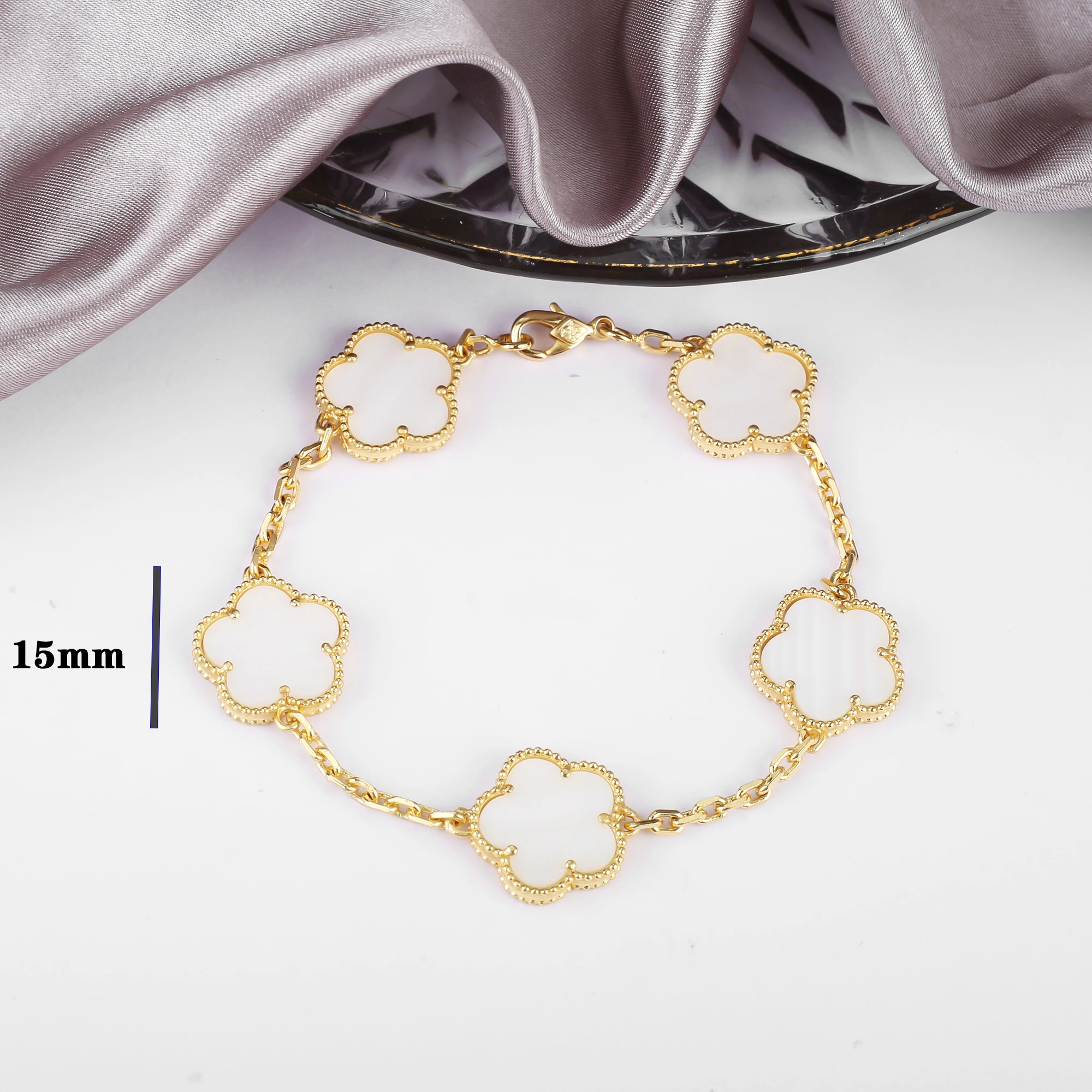 Four Leaf Clover Jewelry Set for Women, Natural Stone Pendant Necklace and Bracelet, Lucky Charm Gift