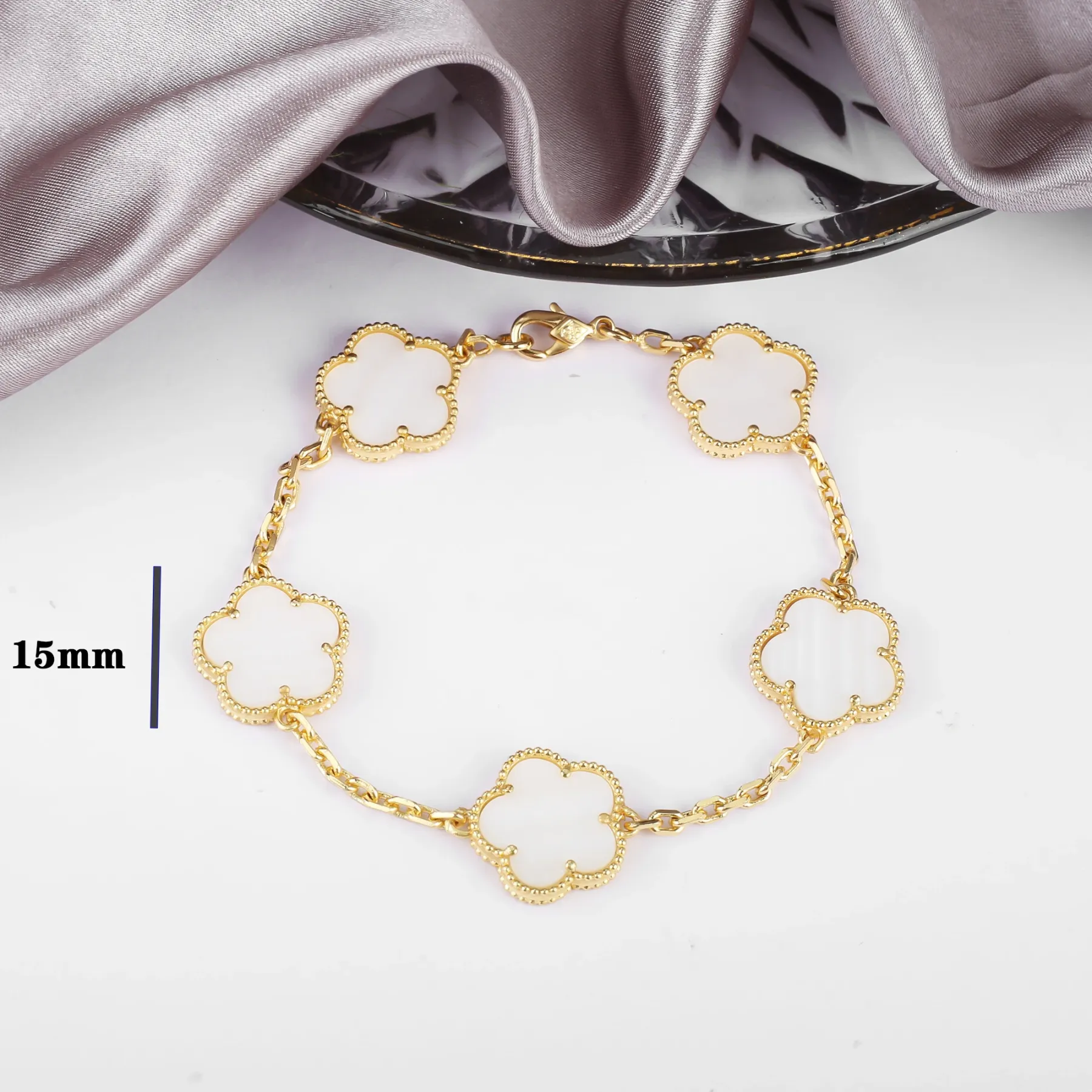 Four Leaf Clover Jewelry Set for Women, Natural Stone Pendant Necklace and Bracelet, Lucky Charm Gift