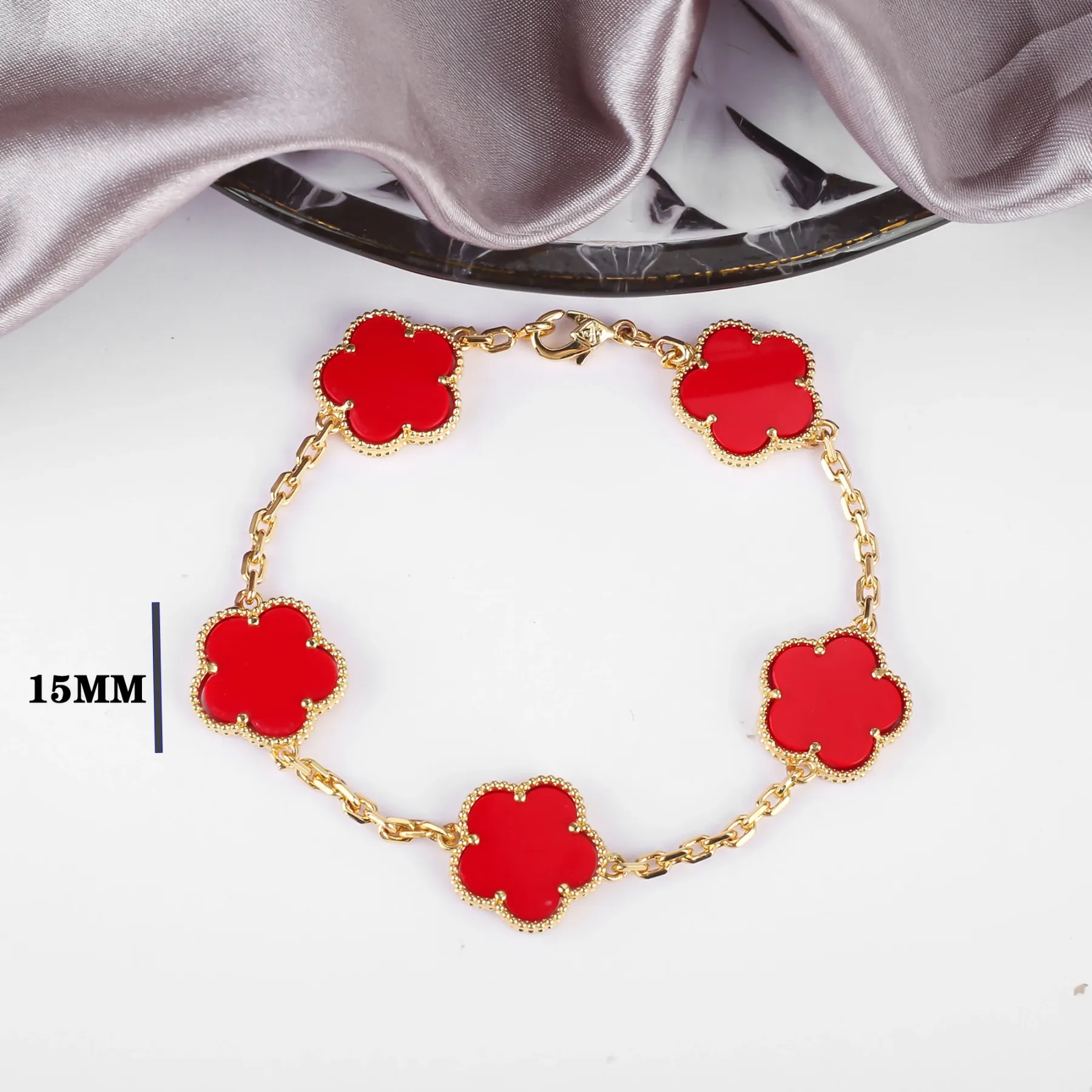 Four Leaf Clover Jewelry Set for Women, Natural Stone Pendant Necklace and Bracelet, Lucky Charm Gift