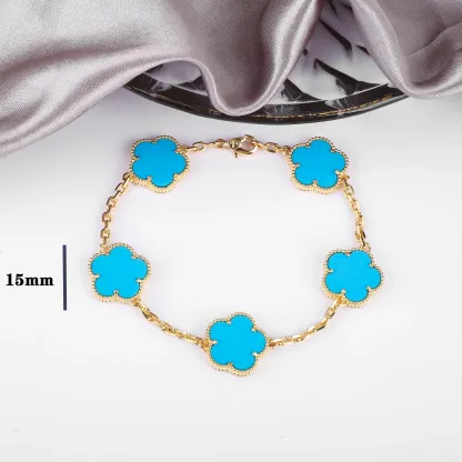 Four Leaf Clover Jewelry Set for Women, Natural Stone Pendant Necklace and Bracelet, Lucky Charm Gift