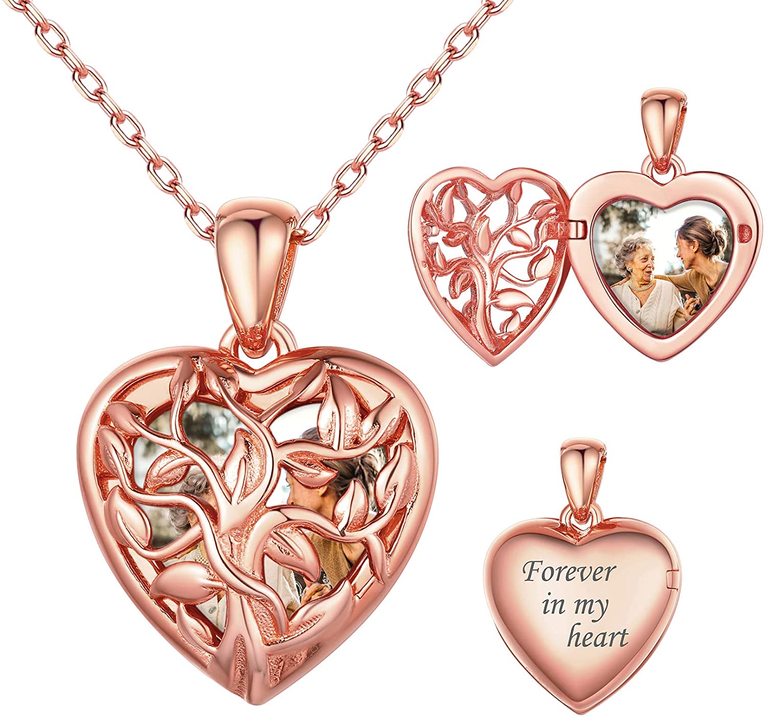 Mother's Day Gift s Personalized Memory Photo Locket Necklace Heart Pendant-Engravingift
