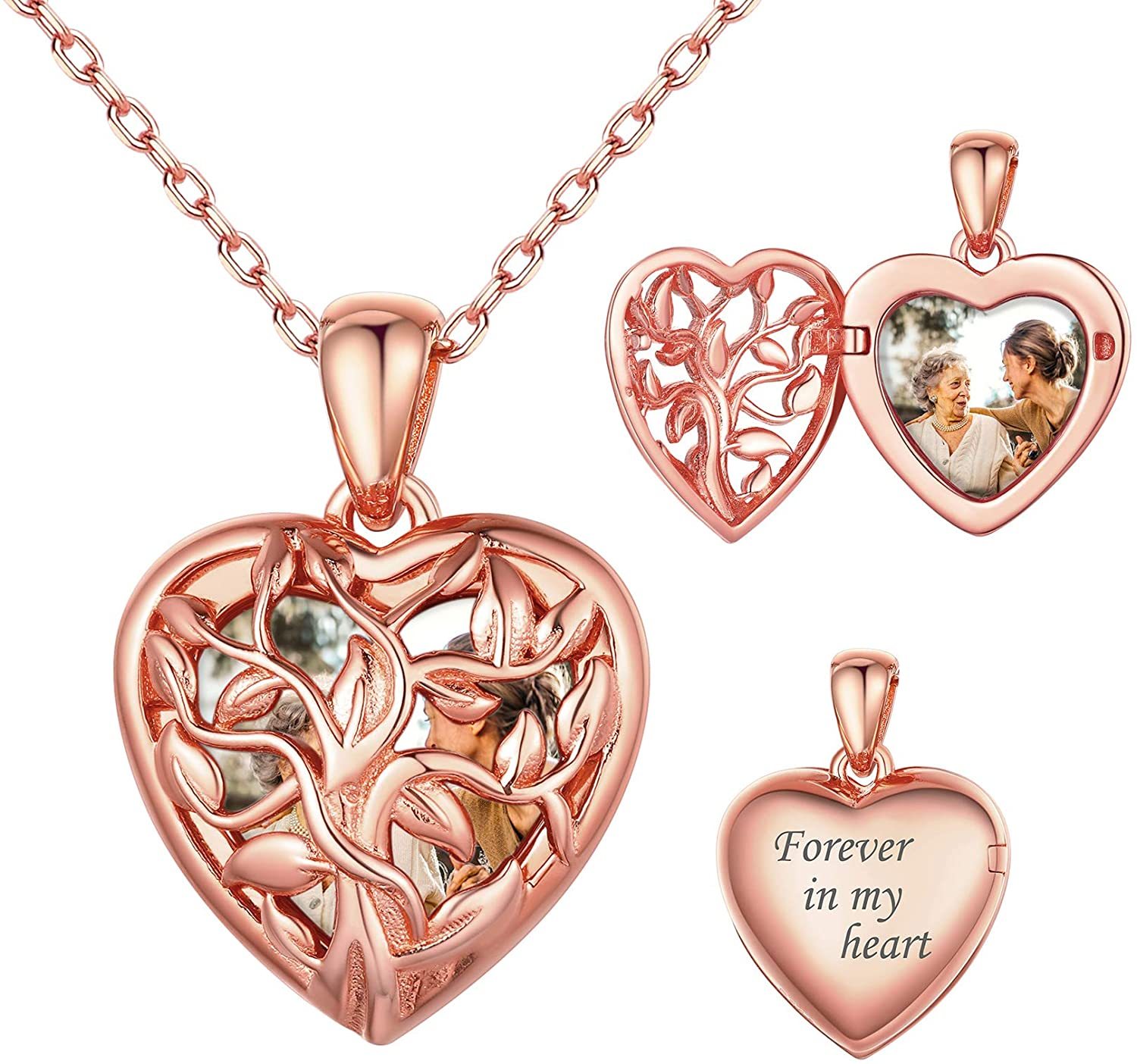 Mother's Day Gift s Personalized Memory Photo Locket Necklace Heart Pendant-Engravingift