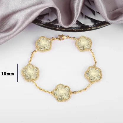 Four Leaf Clover Jewelry Set for Women, Natural Stone Pendant Necklace and Bracelet, Lucky Charm Gift