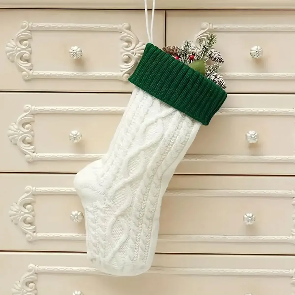 Personalized Christmas Stocking with Embroidered Name, Vintage Holiday Stocking for Family Christmas Decor-Gemeaning