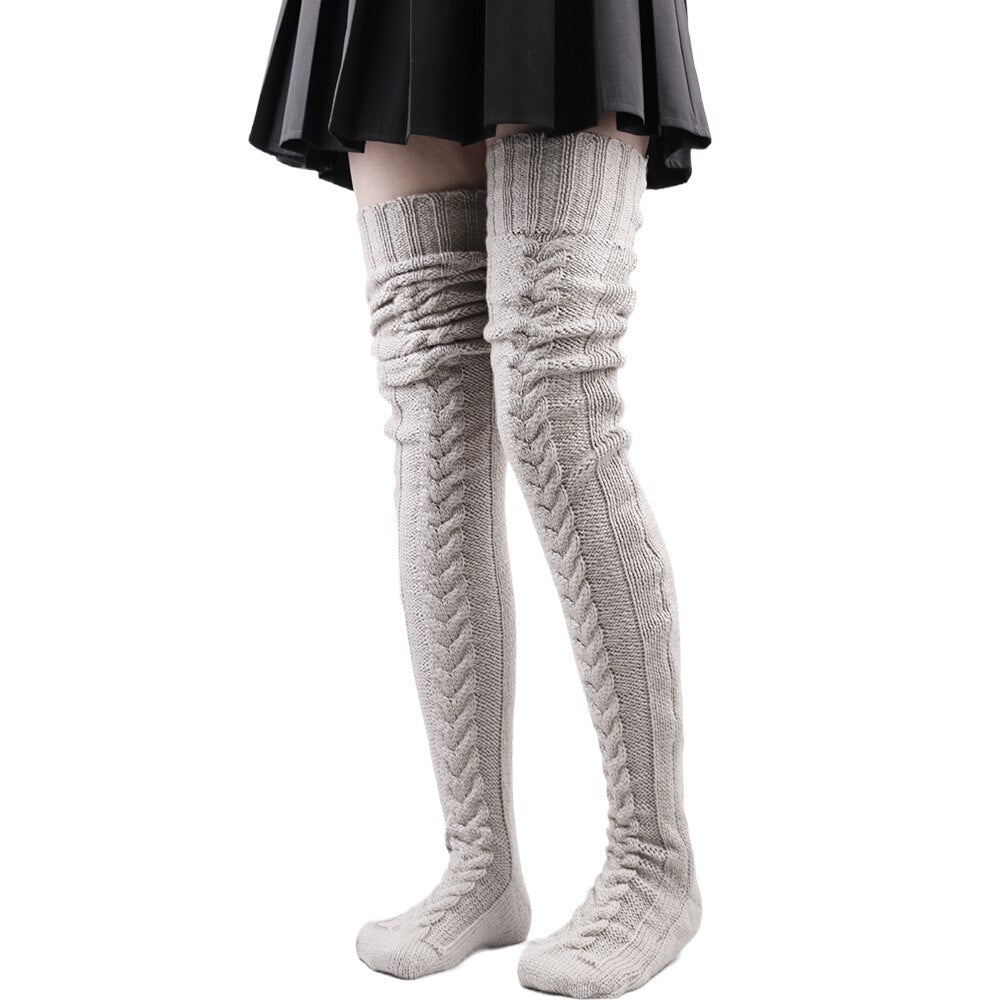 Wool Thigh High Winter Socks