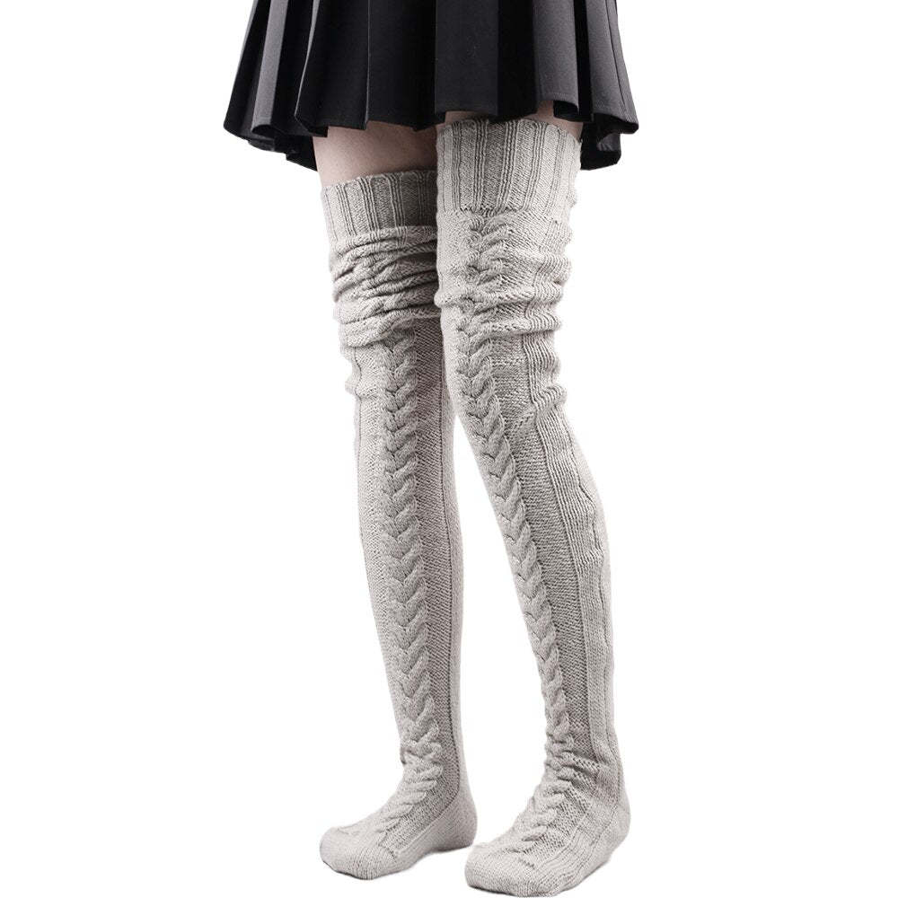 Wool Thigh High Winter Socks
