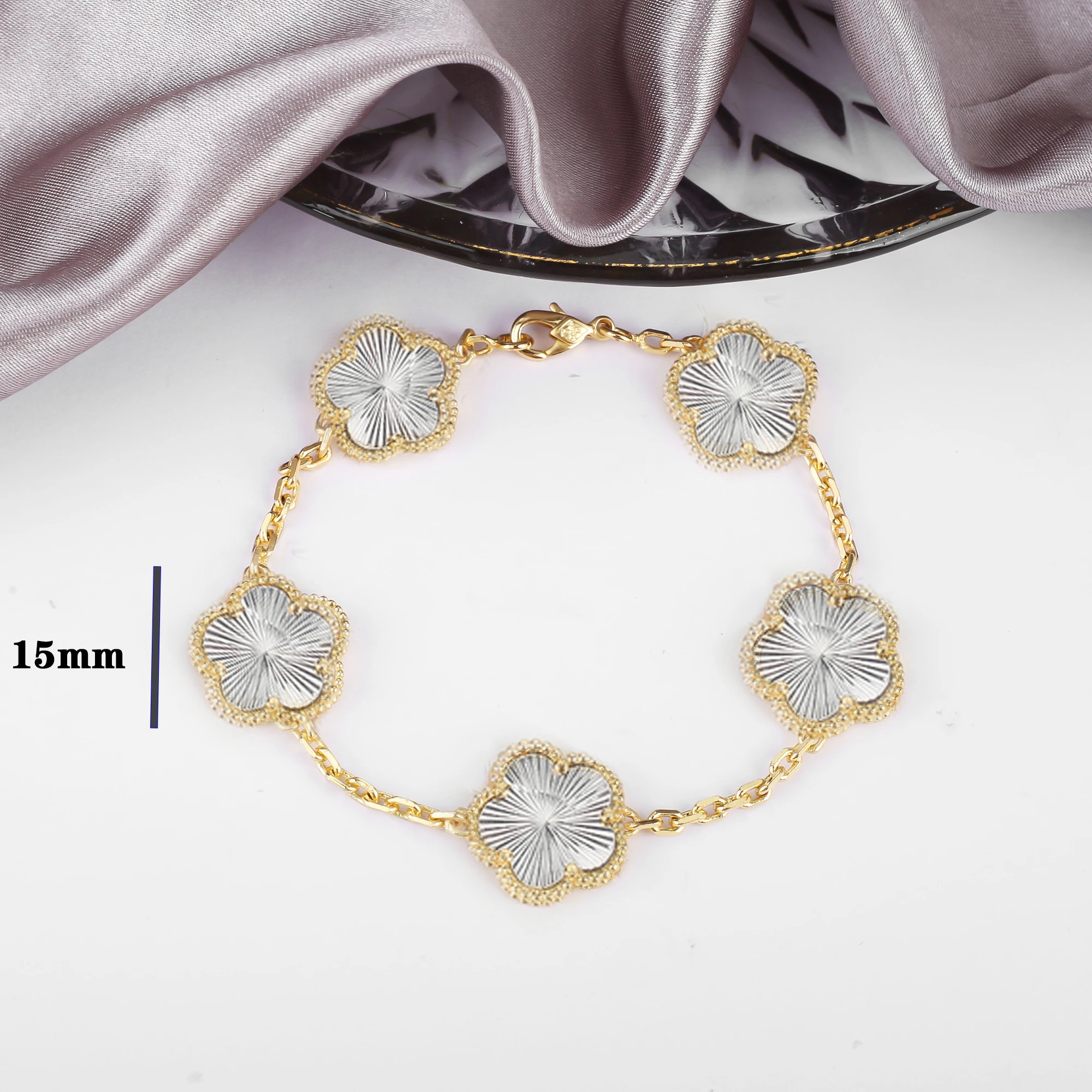 Four Leaf Clover Jewelry Set for Women, Natural Stone Pendant Necklace and Bracelet, Lucky Charm Gift