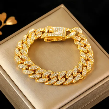 316L Stainless Steel Gold Color Cuban Chain Bracelet For Women Men Trendy Punk Waterproof Wrist Chain Jewelry Gift Party
