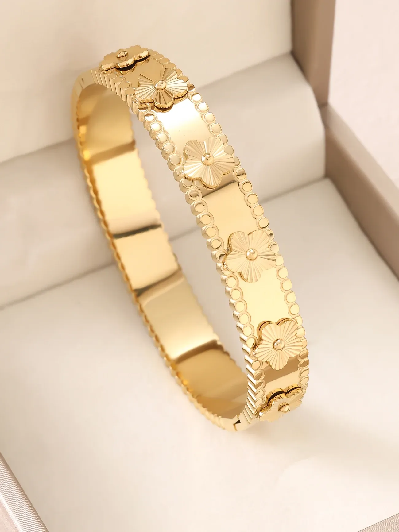 18K Gold Plated Open Cuff Nail Bracelet, Minimalist Stainless Steel Bangle Jewelry