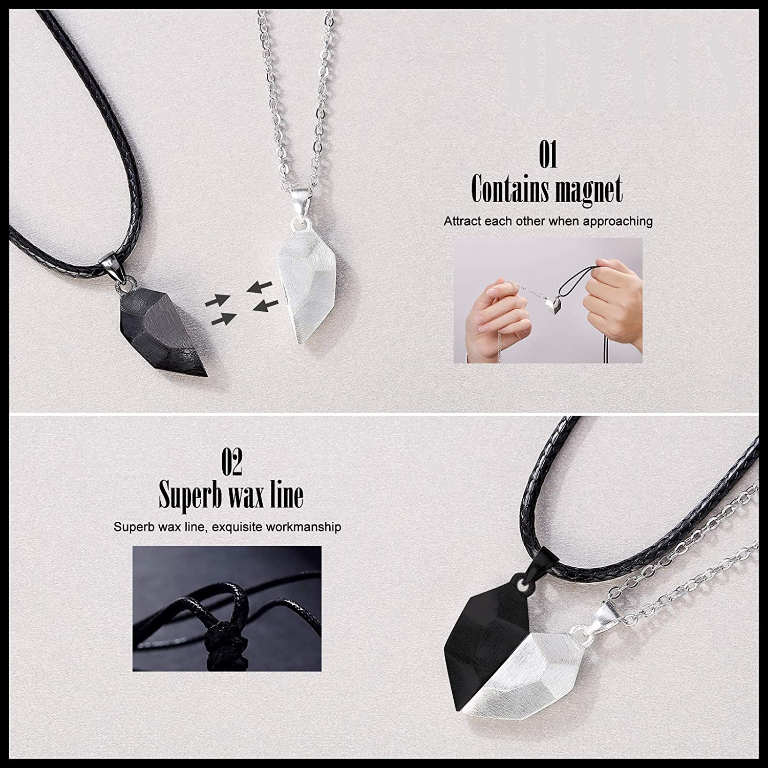 Mother's Day Day Gift Wishing Stone Love magnet couple necklace-Engravingift