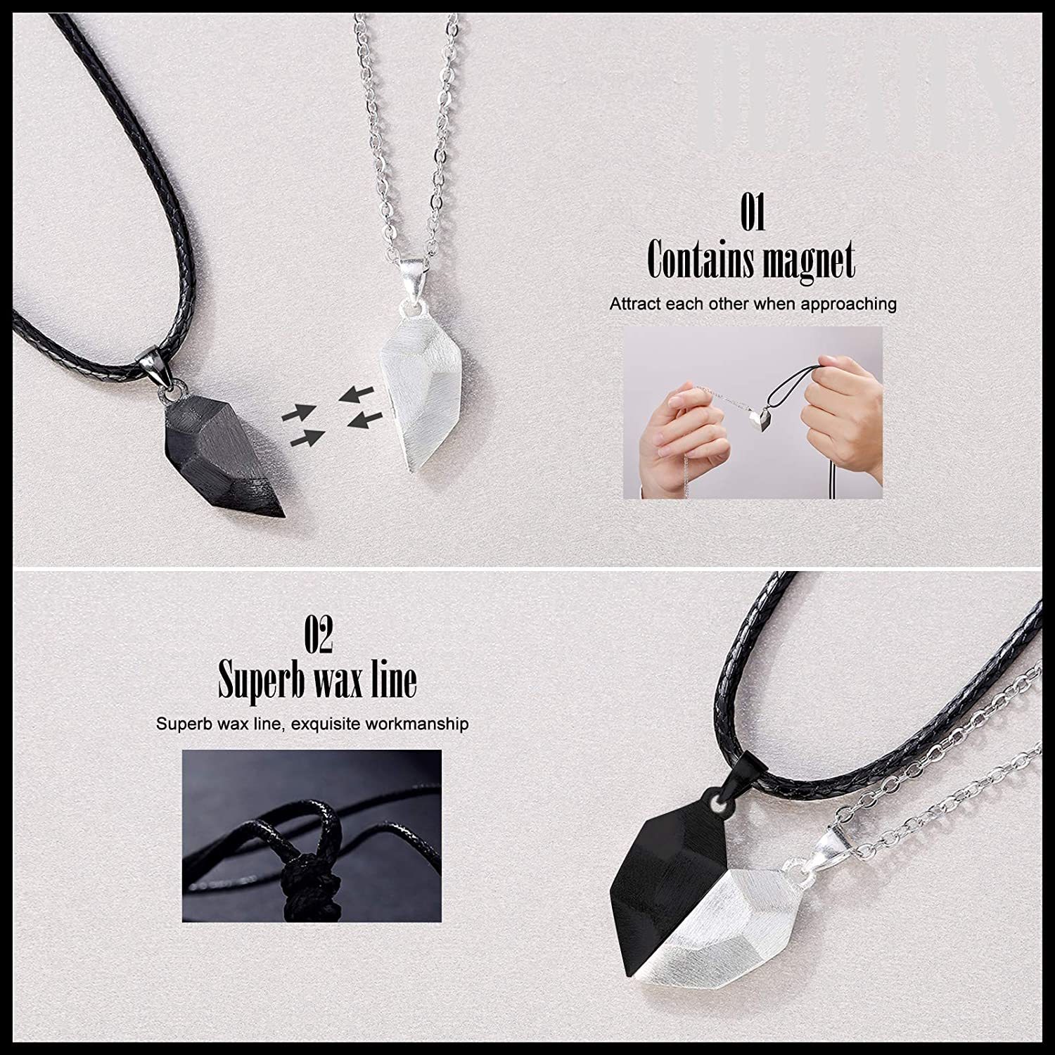 Mother's Day Day Gift Wishing Stone Love magnet couple necklace-Engravingift