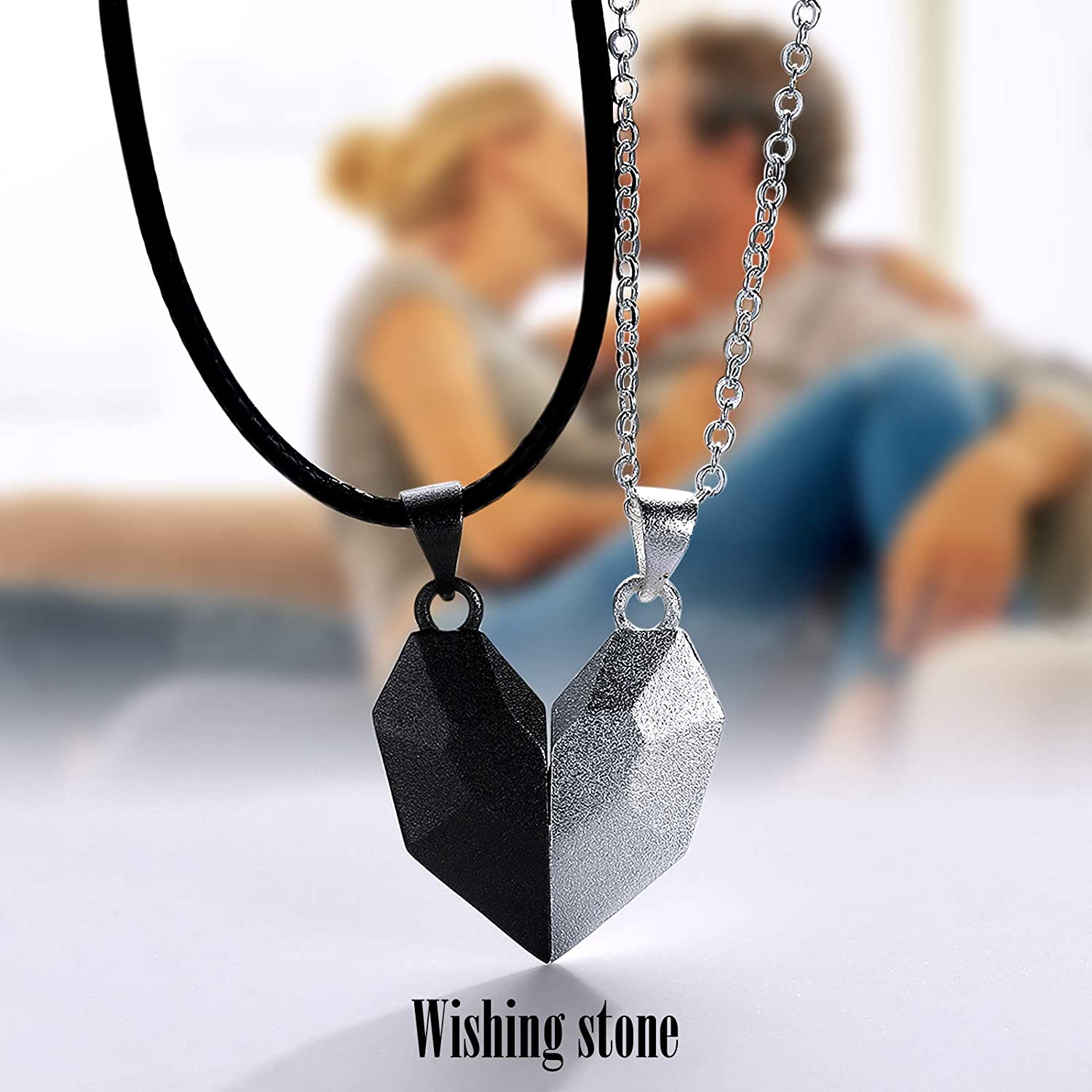 Mother's Day Day Gift Wishing Stone Love magnet couple necklace-Engravingift
