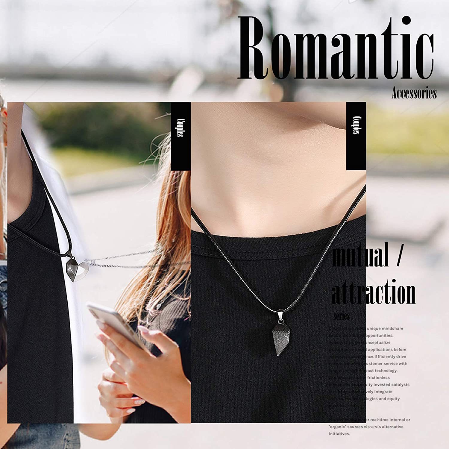 Mother's Day Day Gift Wishing Stone Love magnet couple necklace-Engravingift