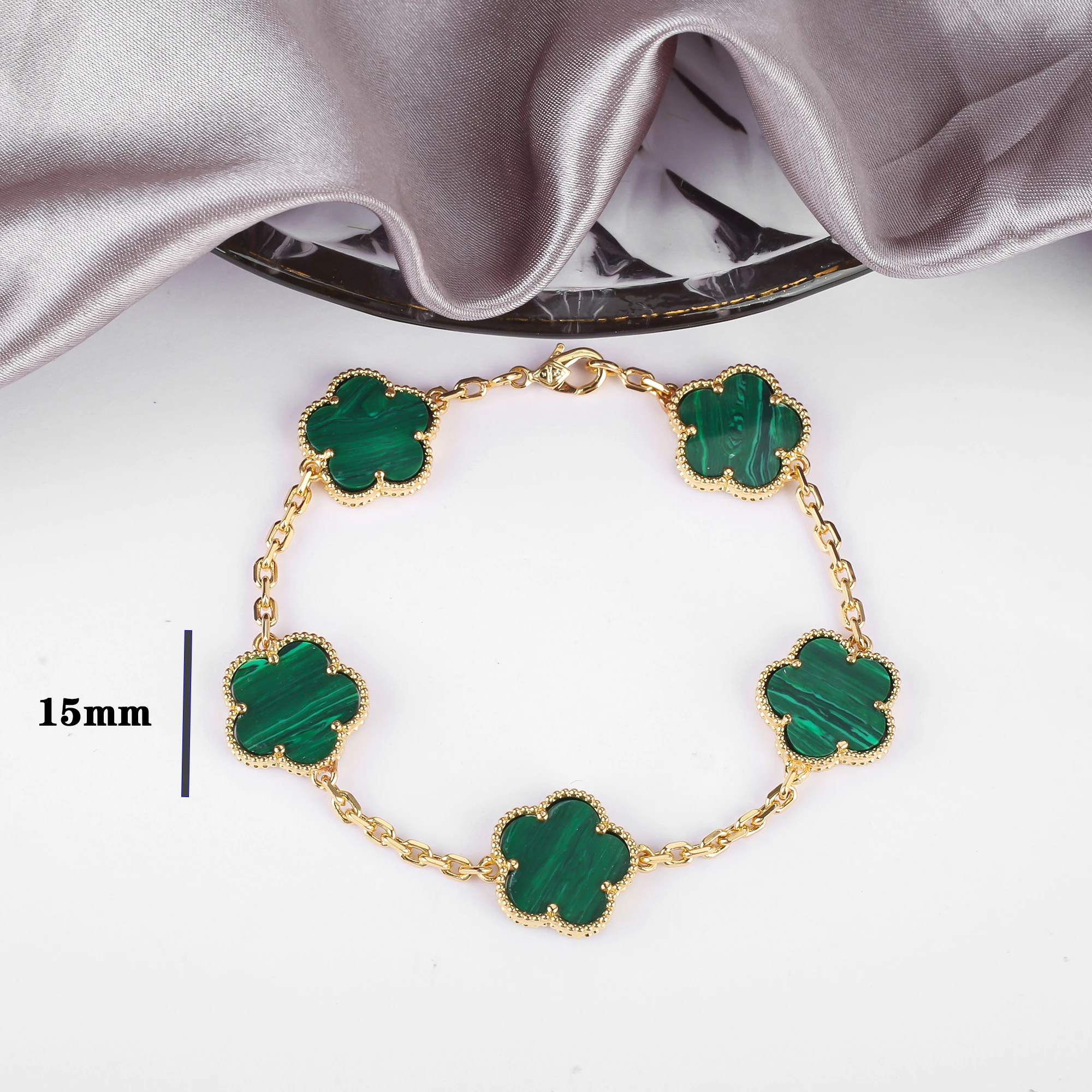 Four Leaf Clover Jewelry Set for Women, Natural Stone Pendant Necklace and Bracelet, Lucky Charm Gift