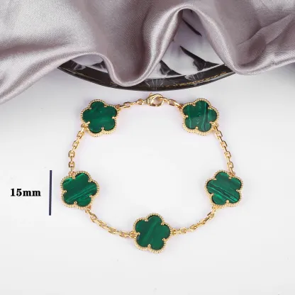 Four Leaf Clover Jewelry Set for Women, Natural Stone Pendant Necklace and Bracelet, Lucky Charm Gift