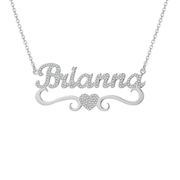 Christmas Gift Personalized Sparkling Butterfly Heart Diamond Name Necklace