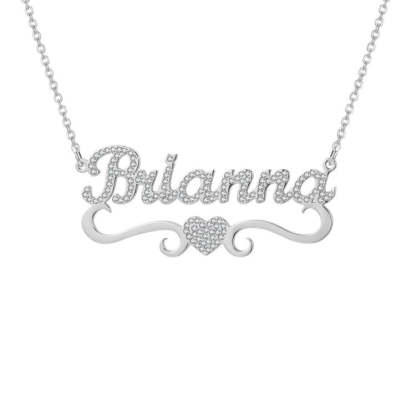 Christmas Gift Personalized Sparkling Butterfly Heart Diamond Name Necklace