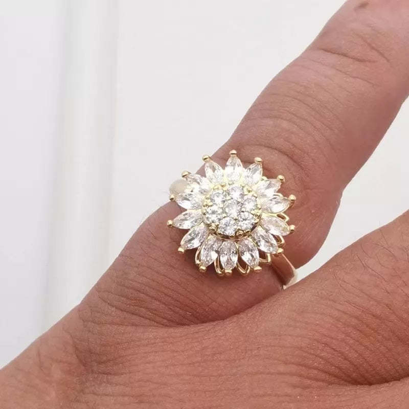 Mother's Day Gift Adjustable Sunflower Spinning Fidget Ring-Engravingift
