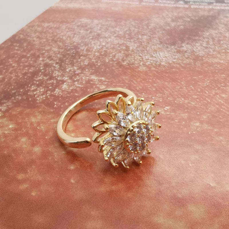 Mother's Day Gift Adjustable Sunflower Spinning Fidget Ring-Engravingift